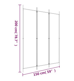 Cloison de séparation 3 panneaux Marron 150x200 cm Tissu