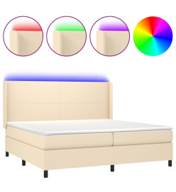 Sommier tapissier et matelas et LED Crème 200x200 cm Tissu