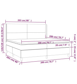 Sommier tapissier et matelas et LED Crème 200x200 cm Tissu