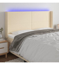 Tête de lit à LED Crème 203x16x118/128 cm Tissu