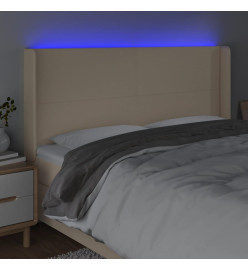 Tête de lit à LED Crème 203x16x118/128 cm Tissu