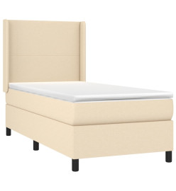 Sommier tapissier avec matelas et LED Crème 100x200 cm Tissu