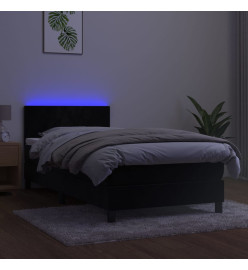 Sommier tapissier avec matelas et LED Noir 90x200 cm Velours