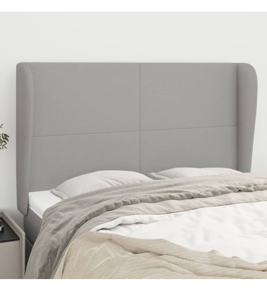 Tête de lit avec oreilles Gris clair 147x23x118/128 cm Tissu Tête de lit avec oreilles Gris clair 147x23x118/128 cm Tissu
