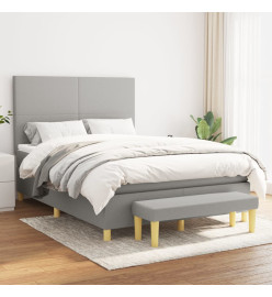 Lit à sommier tapissier avec matelas Gris clair 140x200cm Tissu