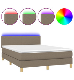 Sommier tapissier avec matelas et LED Taupe 140x200 cm Tissu