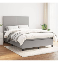 Lit à sommier tapissier avec matelas Gris clair 140x200cm Tissu
