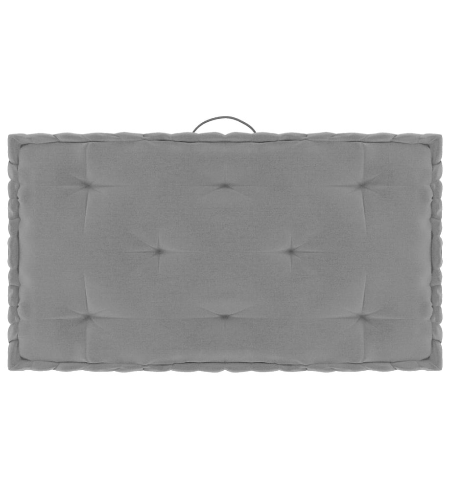 Coussin de plancher de palette Gris 73x40x7 cm Coton