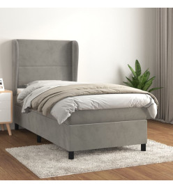 Lit à sommier tapissier et matelas Gris clair 90x190 cm Velours