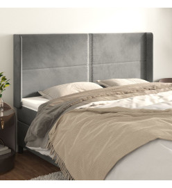 Tête de lit avec oreilles Gris clair 183x16x118/128 cm Velours