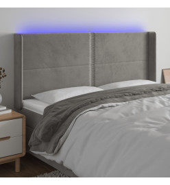Tête de lit à LED Gris clair 183x16x118/128 cm Velours