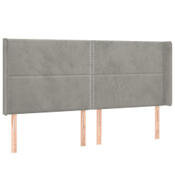 Tête de lit à LED Gris clair 183x16x118/128 cm Velours