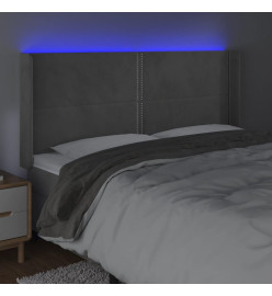 Tête de lit à LED Gris clair 183x16x118/128 cm Velours