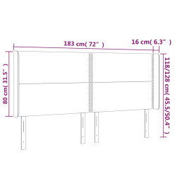 Tête de lit à LED Gris clair 183x16x118/128 cm Velours