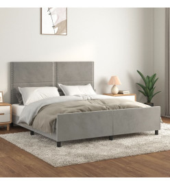 Cadre de lit avec tête de lit Gris clair 180x200 cm Velours