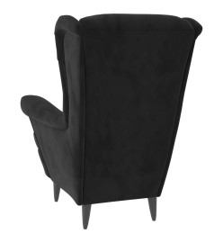 Fauteuil à oreilles avec tabouret noir velours