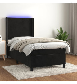 Sommier tapissier avec matelas et LED Noir 80x200cm Velours