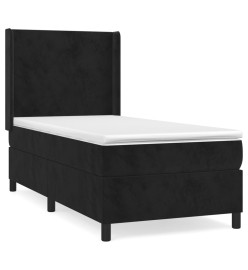 Lit à sommier tapissier et matelas Noir 80x200 cm Velours