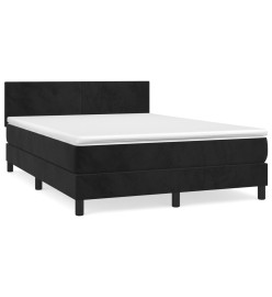 Lit à sommier tapissier avec matelas Noir 140x200 cm Velours