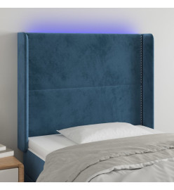 Tête de lit à LED Bleu foncé 103x16x118/128 cm Velours
