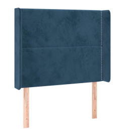 Sommier tapissier matelas et LED Bleu foncé 100x200 cm Velours