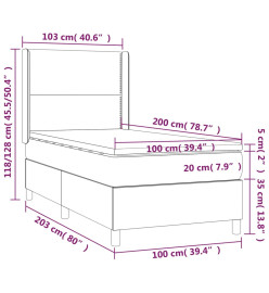 Sommier tapissier matelas et LED Bleu foncé 100x200 cm Velours