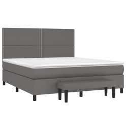 Lit à sommier tapissier avec matelas Gris 160x200 cm Similicuir