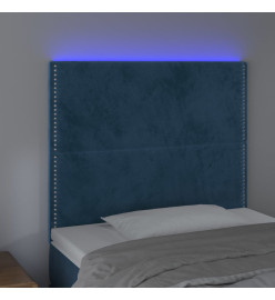Tête de lit à LED Bleu foncé 100x5x118/128 cm Velours