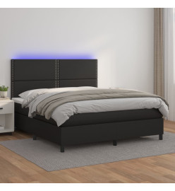 Sommier tapissier avec matelas et LED Noir 160x200cm Similicuir