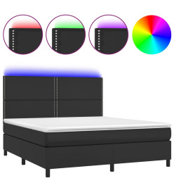 Sommier tapissier avec matelas et LED Noir 160x200cm Similicuir