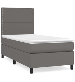Lit à sommier tapissier avec matelas Gris 80x200 cm Similicuir