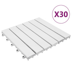 Tuiles de terrasse 30 pcs Blanc 30x30 cm Bois massif d'acacia