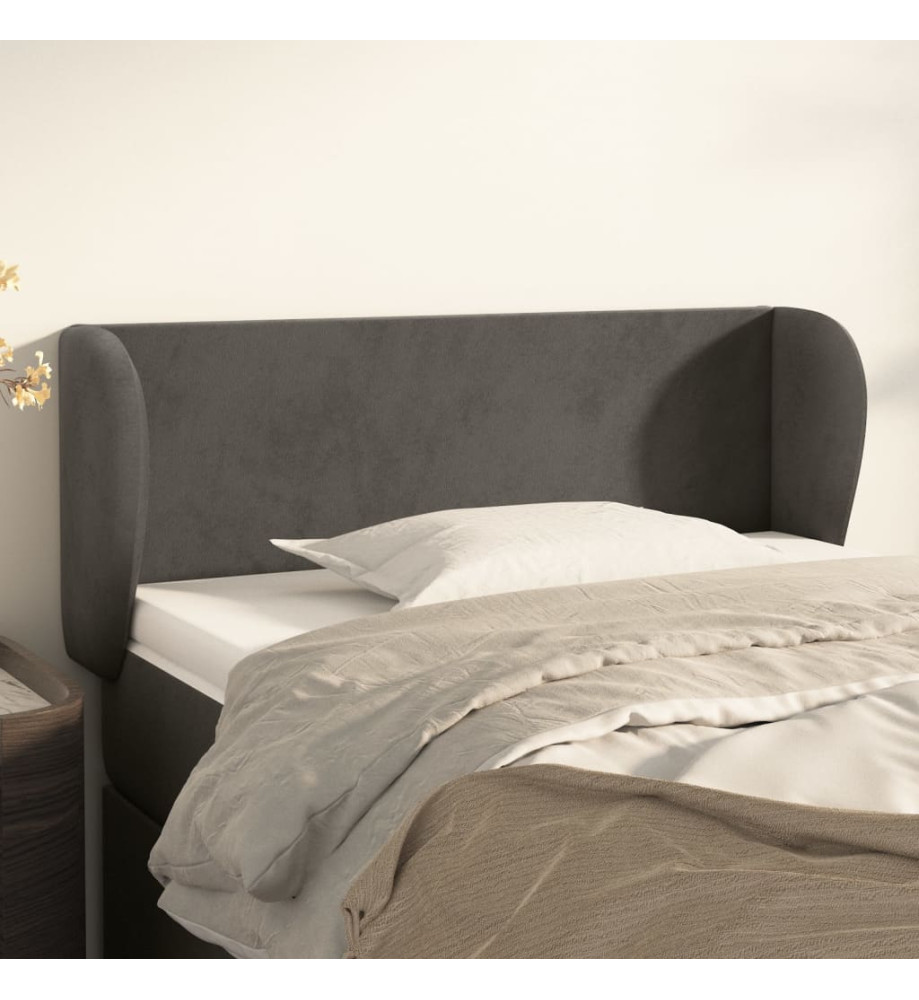 Tête de lit avec oreilles Gris foncé 93x23x78/88 cm Velours Tête de lit avec oreilles Gris foncé 93x23x78/88 cm Velours