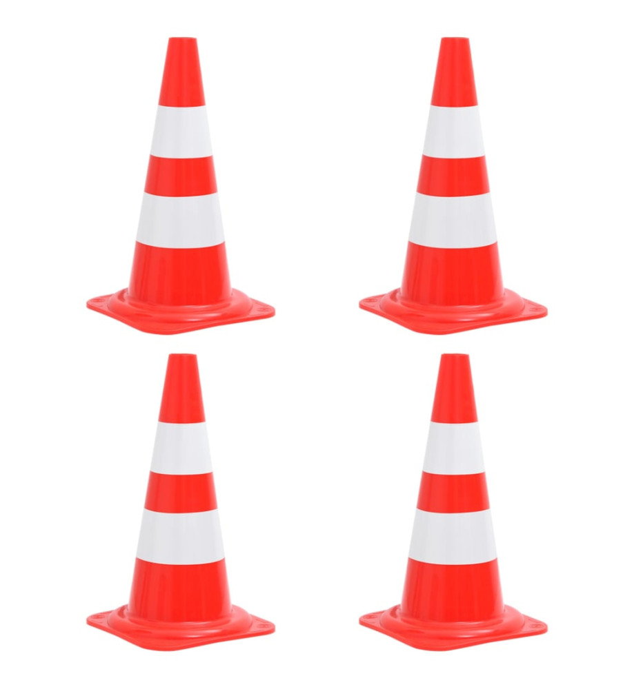 Cônes de signalisation réfléchissants 4 pcs Rouge et blanc 50cm