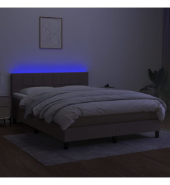 Sommier tapissier avec matelas et LED Taupe 140x200 cm Tissu