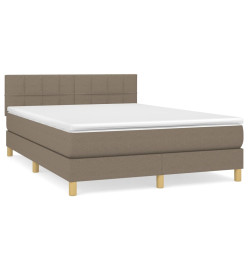 Lit à sommier tapissier avec matelas Taupe 140x190 cm Tissu