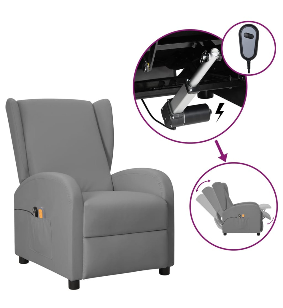 Fauteuil de massage électrique à oreilles Gris Similicuir