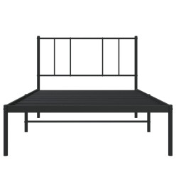 Cadre de lit métal avec tête de lit noir 75x190 cm