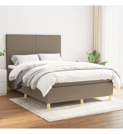 Lit à sommier tapissier avec matelas Taupe 140x190 cm Tissu