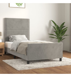 Cadre de lit avec tête de lit Gris clair 100x200 cm Velours