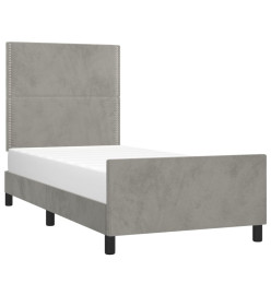 Cadre de lit avec tête de lit Gris clair 100x200 cm Velours