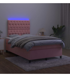 Sommier tapissier avec matelas et LED Rose 120x200cm Velours