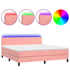 Sommier tapissier avec matelas et LED Rose 160x200 cm Velours