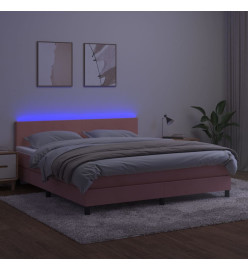 Sommier tapissier avec matelas et LED Rose 160x200 cm Velours