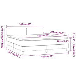 Sommier tapissier avec matelas et LED Rose 160x200 cm Velours