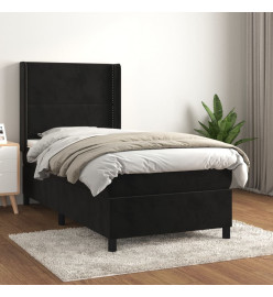 Lit à sommier tapissier avec matelas Noir 90x200 cm Velours