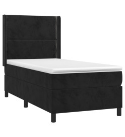 Lit à sommier tapissier avec matelas Noir 90x200 cm Velours