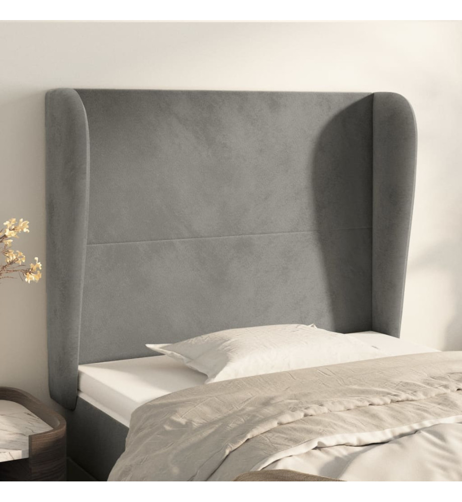 Tête de lit avec oreilles Gris clair 93x23x118/128 cm Velours Tête de lit avec oreilles Gris clair 93x23x118/128 cm Velours