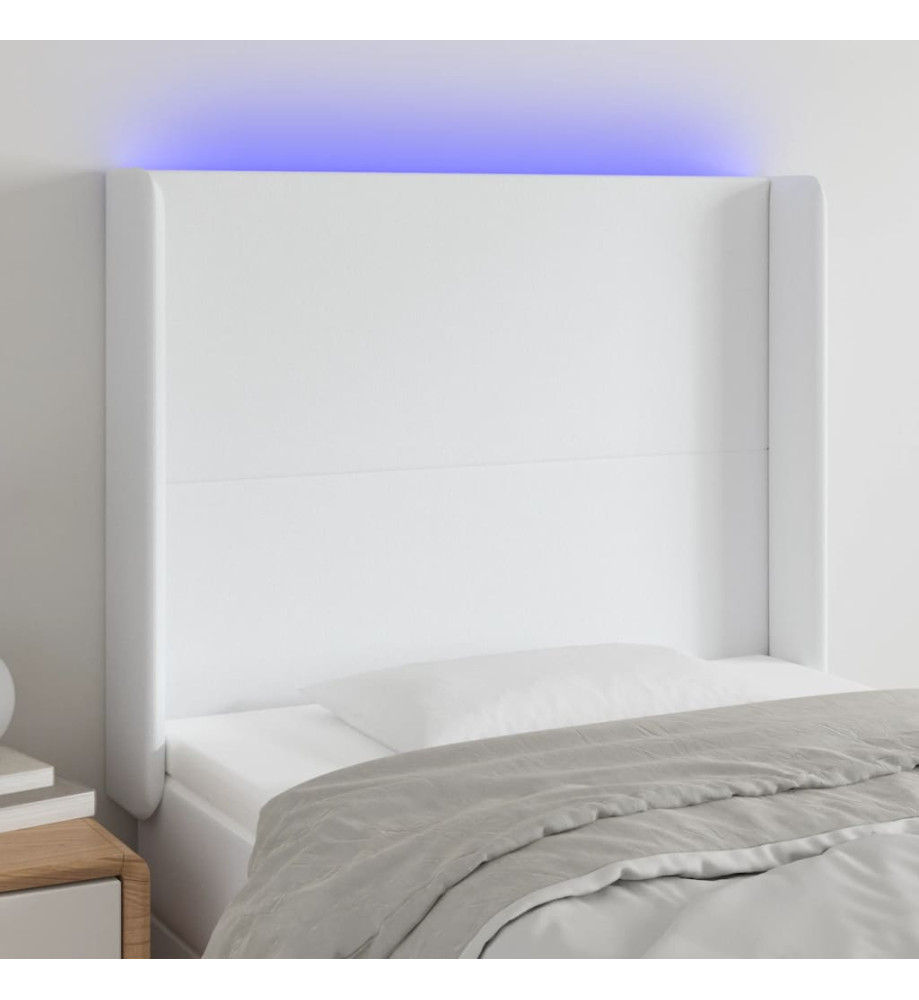 Tête de lit à LED Blanc 93x16x118/128 cm Similicuir Tête de lit à LED Blanc 93x16x118/128 cm Similicuir