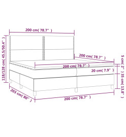 Sommier tapissier matelas et LED Vert foncé 200x200 cm Velours